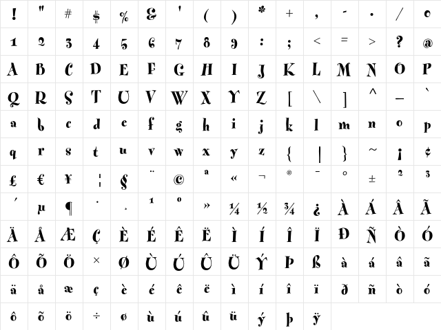 Fontesque-ExtraBold Regular font glyphpreview