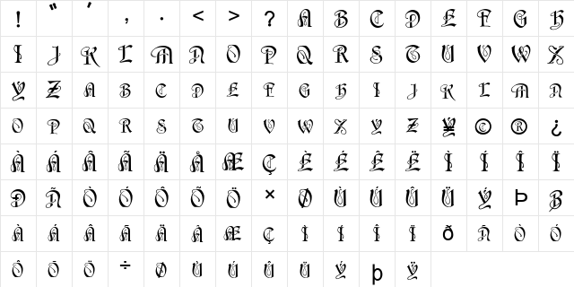 FZ SCRIPT 14 Normal font glyphpreview