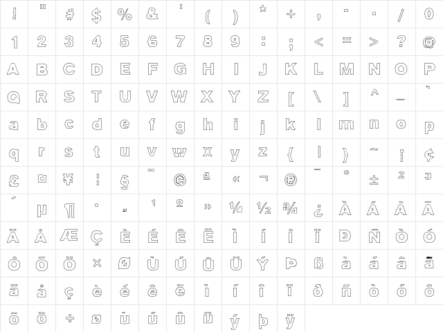 Autotrace Outline font glyphpreview