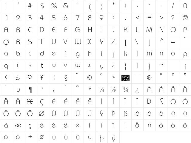BordeauxLight Regular font glyphpreview