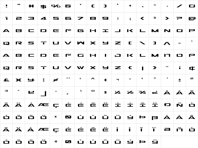 Outrider Semi-Condensed Semi-Condensed font glyphpreview