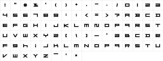F-Zero GX Menu Font Bold Bold font glyphpreview
