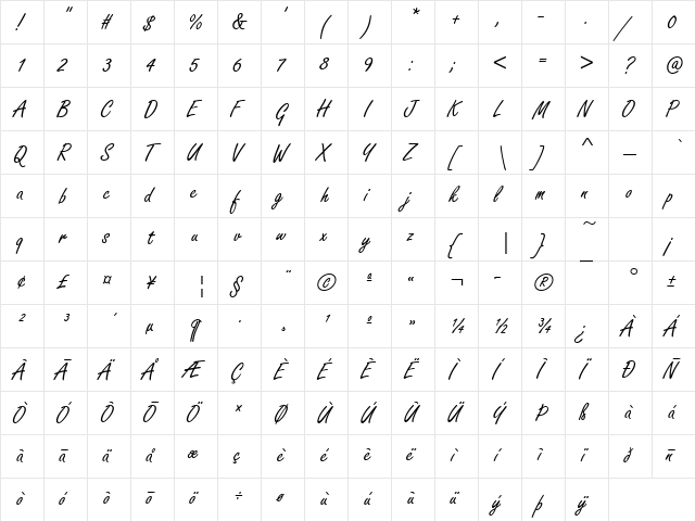 Freestyle Script Regular font glyphpreview