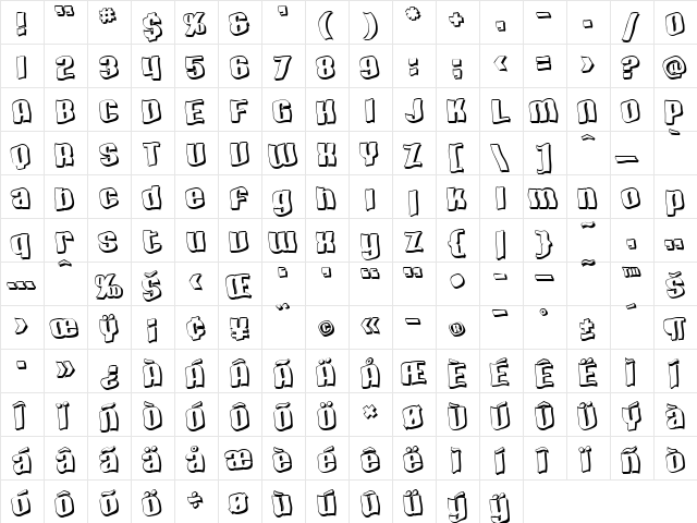 SF Hallucination Shadow Regular font glyphpreview