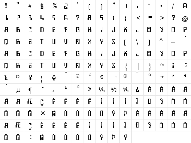 Computer AT Regular font glyphpreview