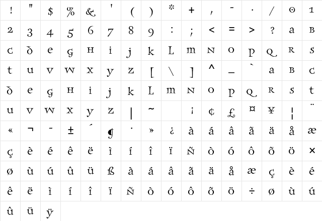 Frances Uncial Std Regular font glyphpreview