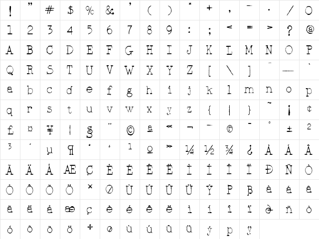 Scrublight Regular font glyphpreview