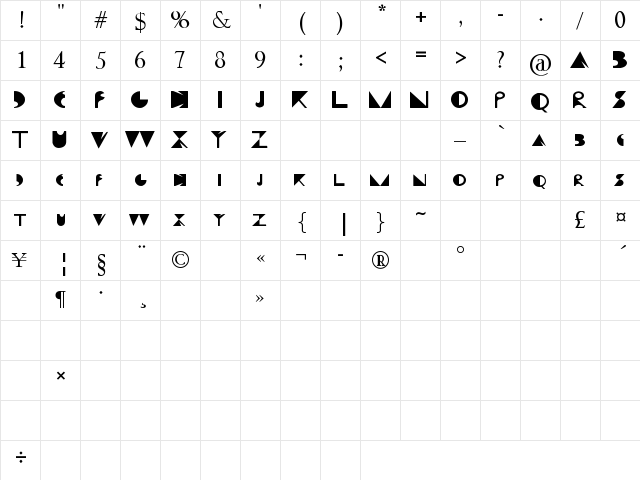 freeroll v1 Regular font glyphpreview