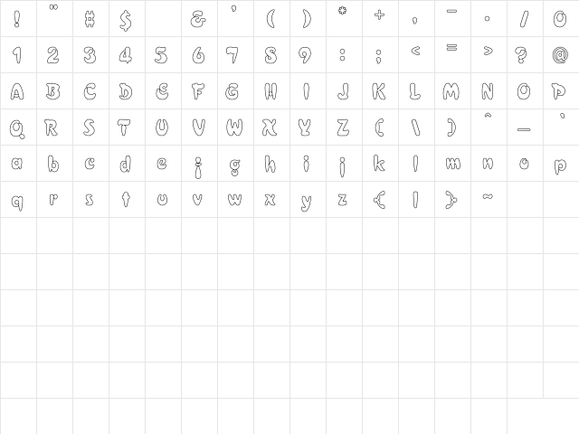 Electrik Hollow Regular font glyphpreview