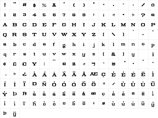 Tuscan Loose Regular font glyphpreview