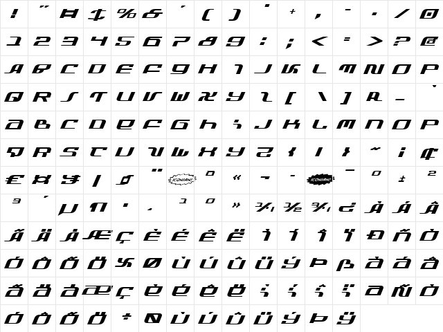 Infinity Formula ExpItalic ExpItalic font glyphpreview