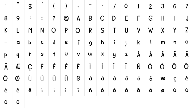 Minou DEMO Regular font glyphpreview