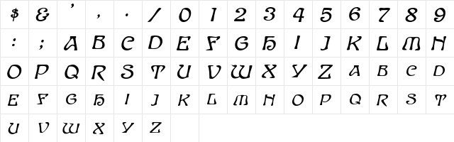 PlumosaSCapsSSK BoldItalic font glyphpreview