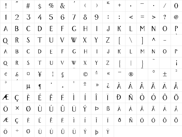 FZ BASIC 26 Normal font glyphpreview