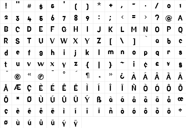 Factory Regular font glyphpreview