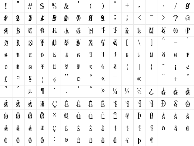TungFont Art Font Regular font glyphpreview