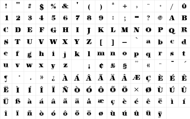 URWAntiquaTUltBolIn1 Regular font glyphpreview