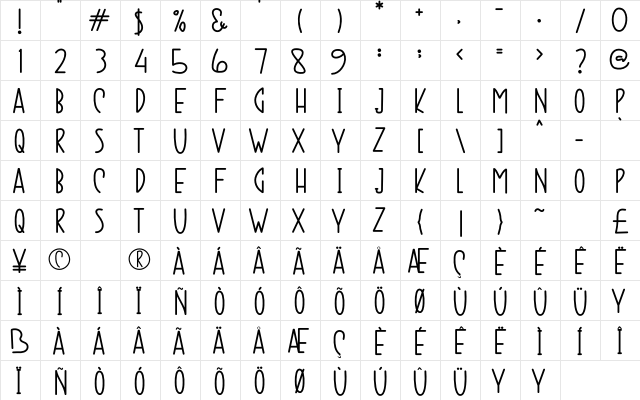 CHUBBY RUBBY Regular font glyphpreview