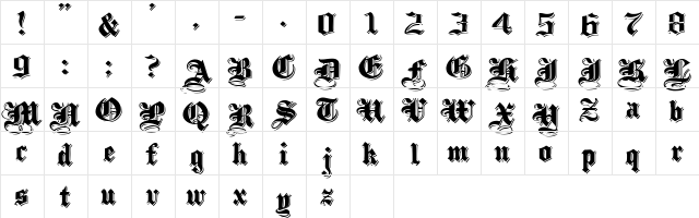 ShadowedBlackWide Normal font glyphpreview