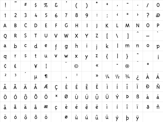 TriplexLightLining Regular font glyphpreview