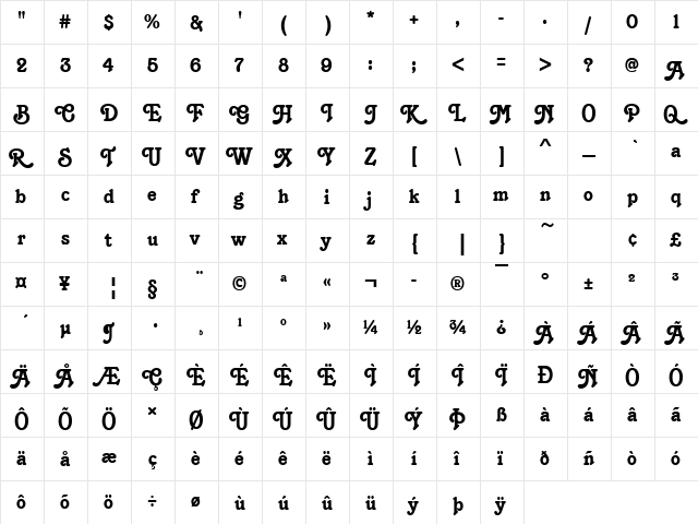 URWTheiaD Regular font glyphpreview
