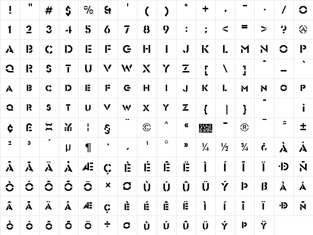 FuturistStencil Regular font glyphpreview