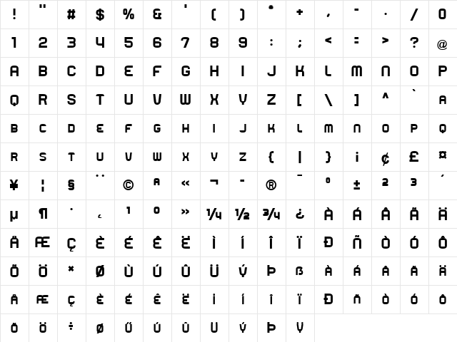 Rueck Regular font glyphpreview