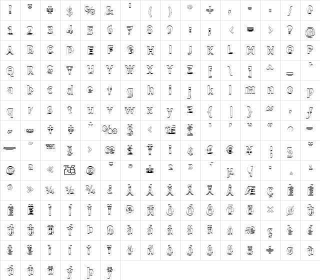 Erectlorite Regular font glyphpreview