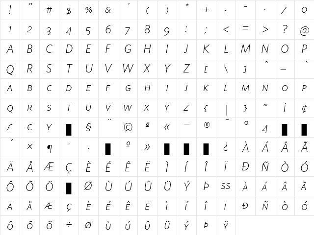 Whitney Medium font glyphpreview