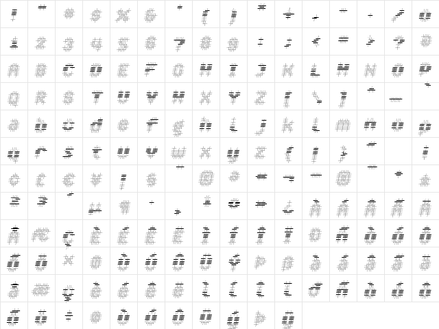 Overcross ExtraLightOblique font glyphpreview