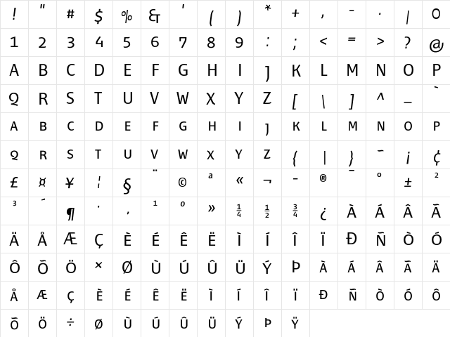 Fontana ND Aa SC Normal font glyphpreview