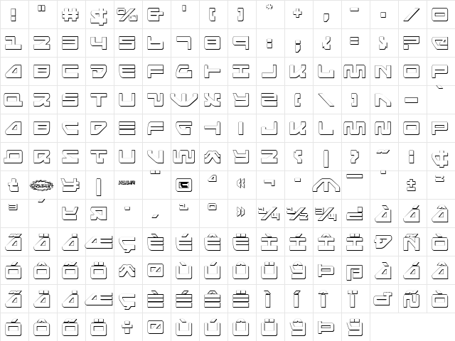 Searider Falcon 3D Regular font glyphpreview