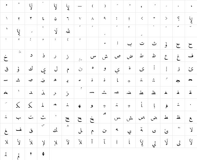 QURAN MADINA. Normal font glyphpreview