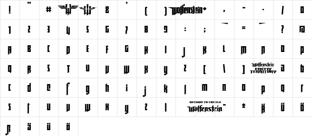 RUSWolfenstein Regular font glyphpreview