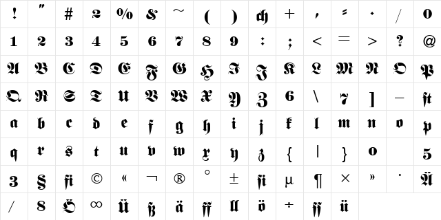 Feta Normal font glyphpreview