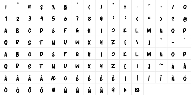 KRUGERS Brush font glyphpreview