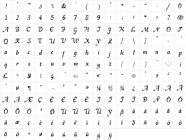 ElGarem Becker Normal font glyphpreview