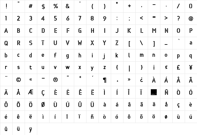 Min Regular font glyphpreview