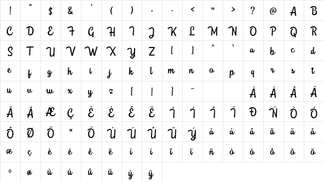ClautyaDEMO Regular font glyphpreview