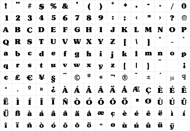 SunsetSerial-Heavy Regular font glyphpreview