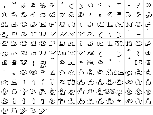 Extrano - Sombra Regular font glyphpreview