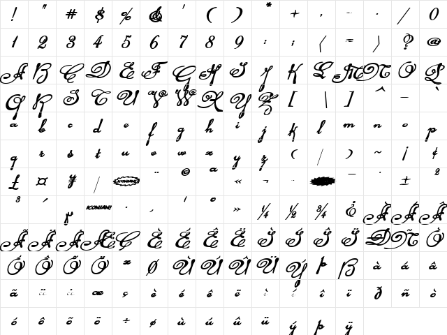 Rhalina Bold Expanded Italic Bold Expanded Italic font glyphpreview