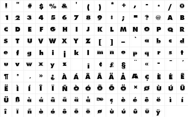 FuturaTExtBolIn1 Regular font glyphpreview