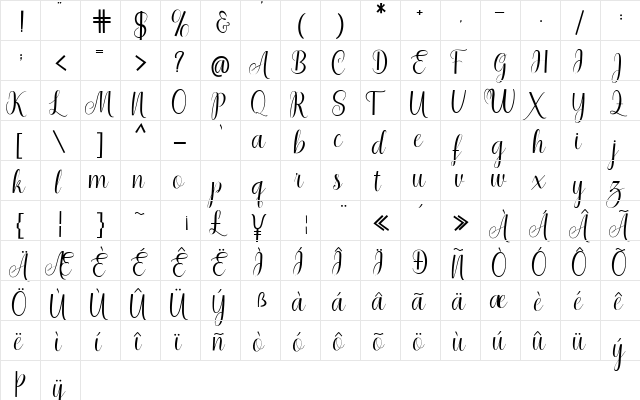 Shedaytia Regular font glyphpreview
