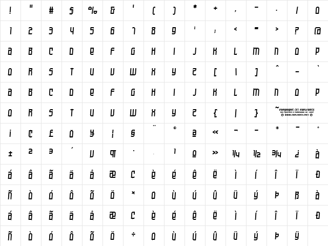 Armorica Oblique font glyphpreview