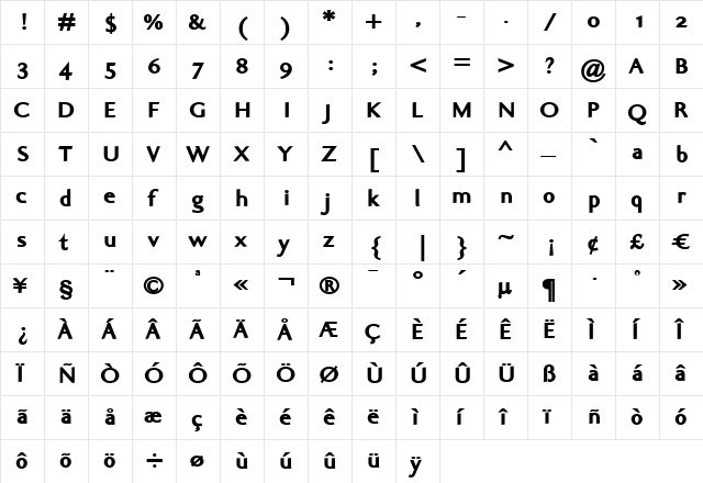 Ela Sans Black Regular font glyphpreview