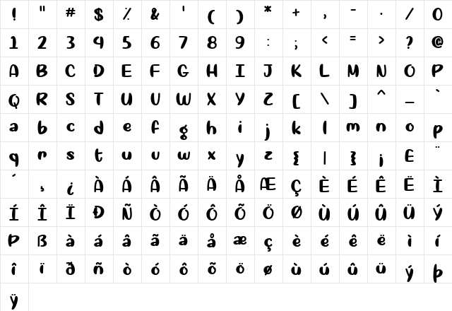 Okay Again Regular font glyphpreview