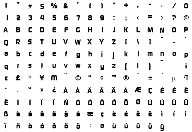 Digital-Serial-ExtraBold Regular font glyphpreview
