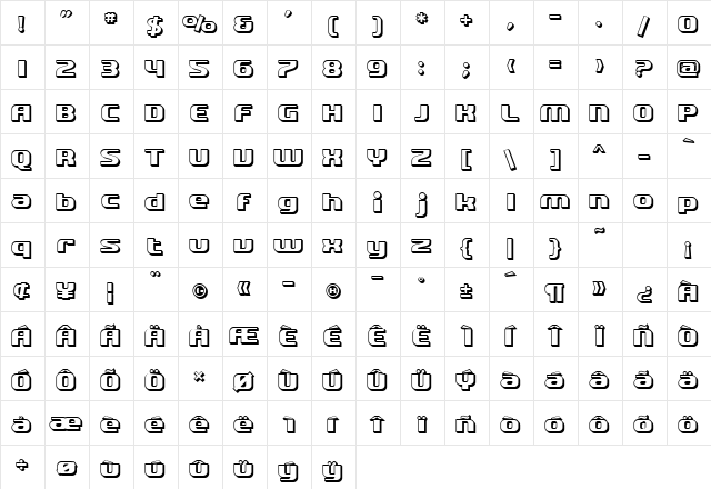 SF Quartzite Shaded Regular font glyphpreview