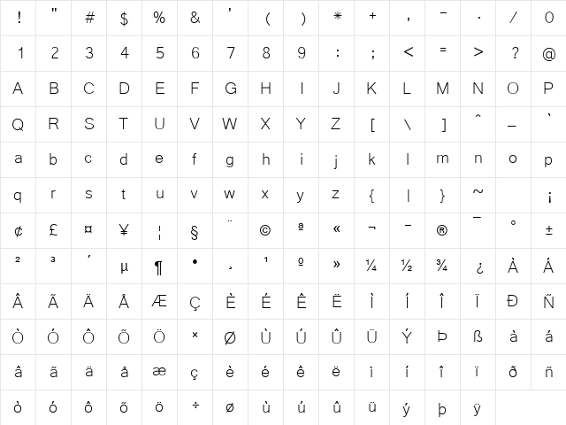 Microsoft Yi Baiti Regular font glyphpreview